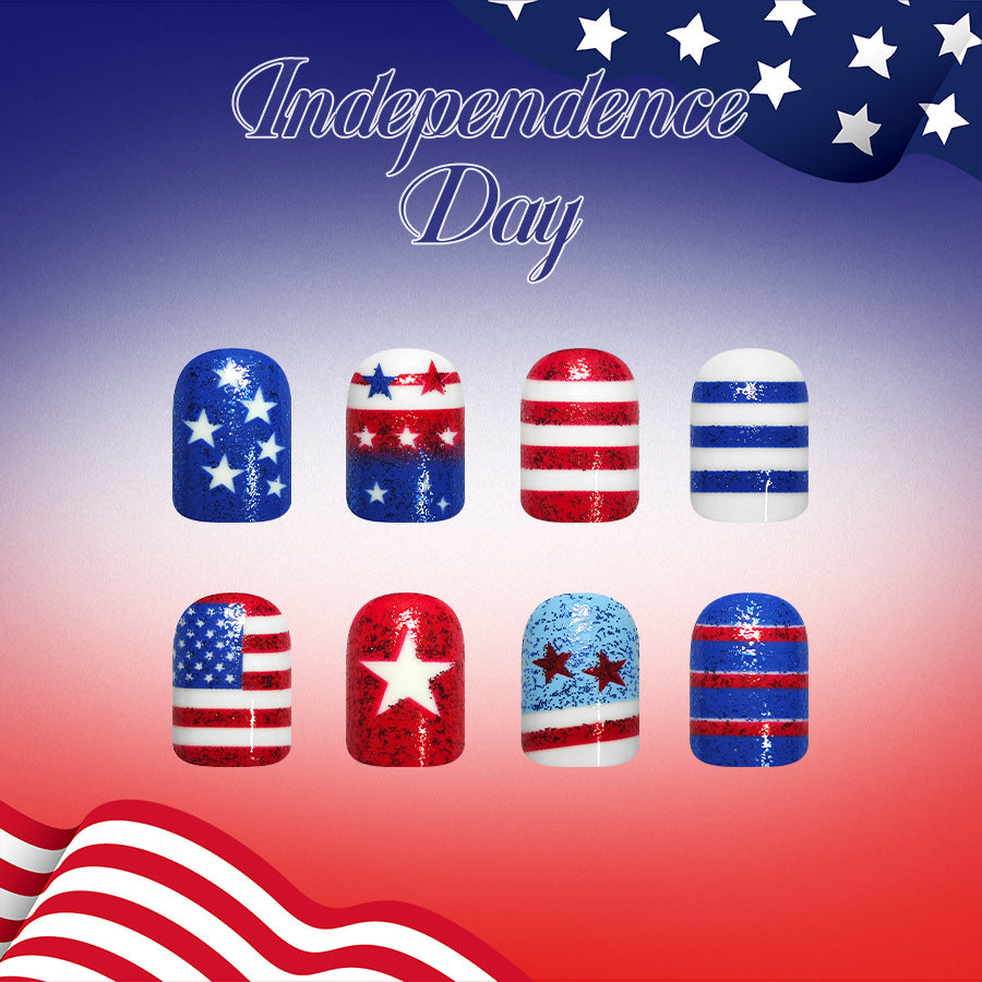 No.JNU7 Striped Glitter Fingernails Patch 24pcs/Set