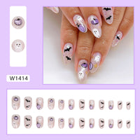 No.AW153 Halloween Pumpkin Bat Fingernails Patch 24pcs/Set