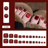 No.258 Fashion Wine Red Toenails Patch 24pcs/Set