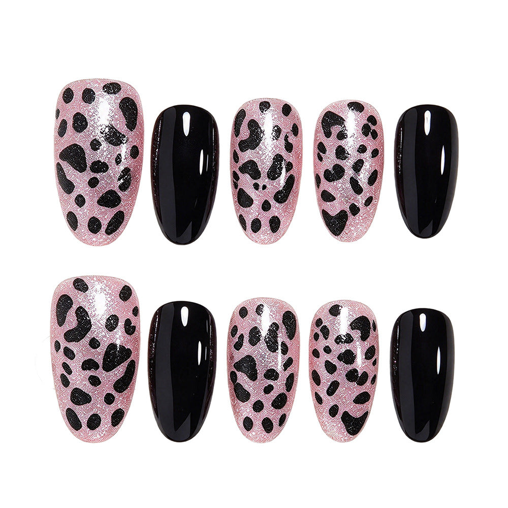 No.F840 Leopard Black Fingernails Patch 24pcs/Set