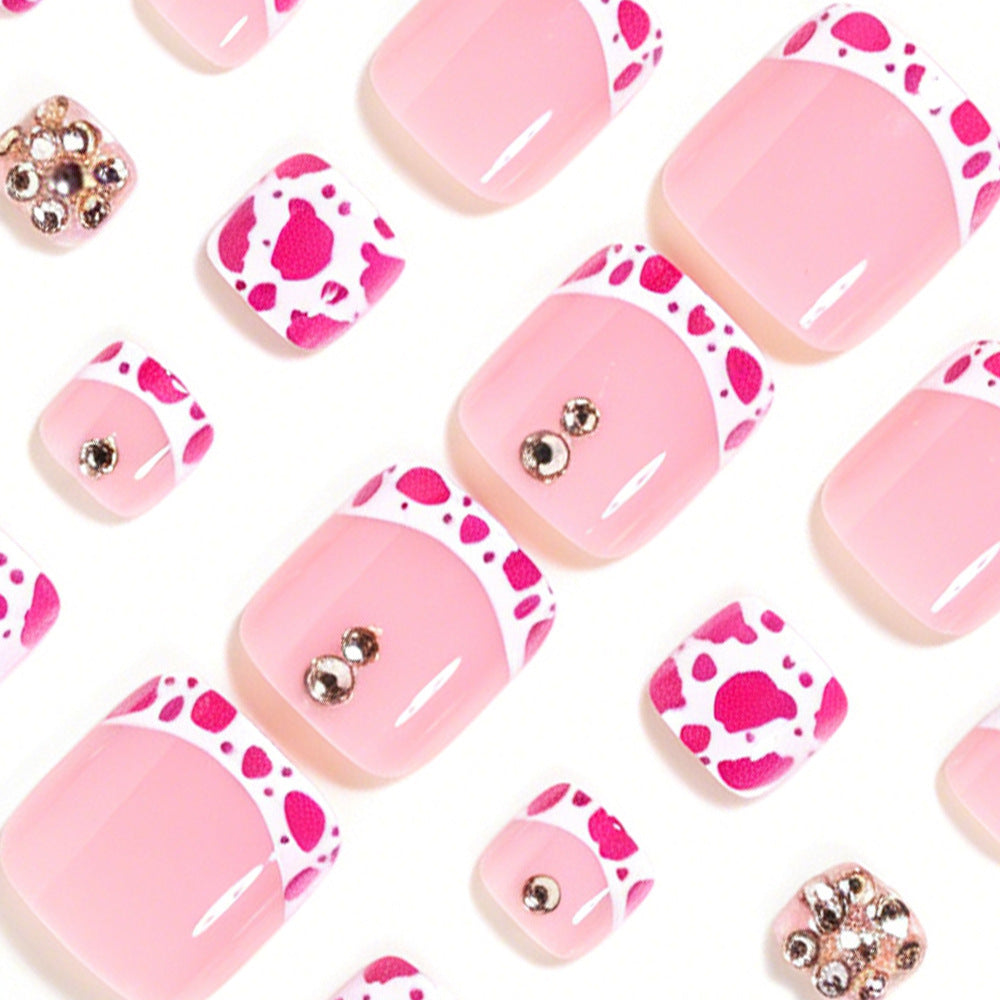 No.753 Leopard Print Glitter Toenails Patch 24pcs/Set