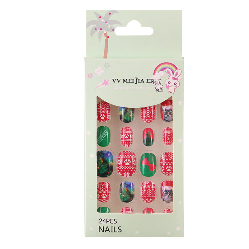 No.KD11 Christmas Mini Kids Press on Fingernails 24pcs/Set