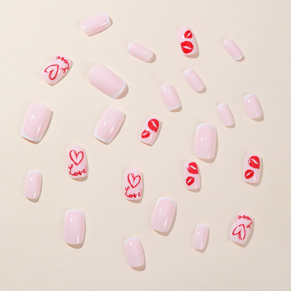 No.VN44 Red Lips Love Fingernails Patch 24pcs/Set