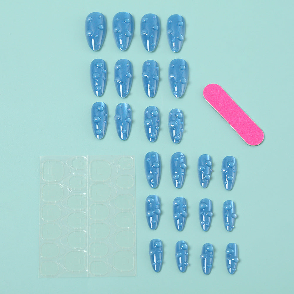 No.F479 Blue Cat's Eye Fingernails Patch 24pcs/Set