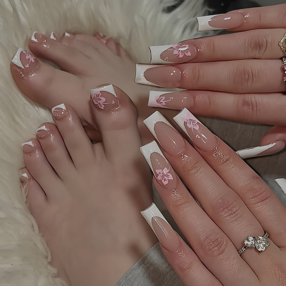 No.PSN184 Pink Petals Hand & Toe Pair Set-48pcs