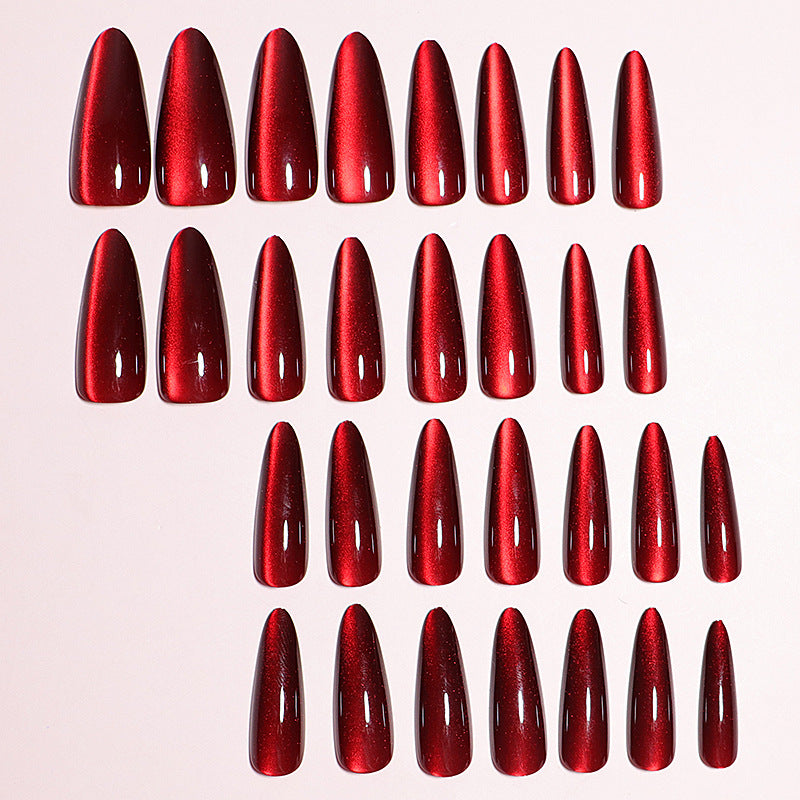 No.F796 Red Cat's Eye Fingernails Patch 24pcs/Set