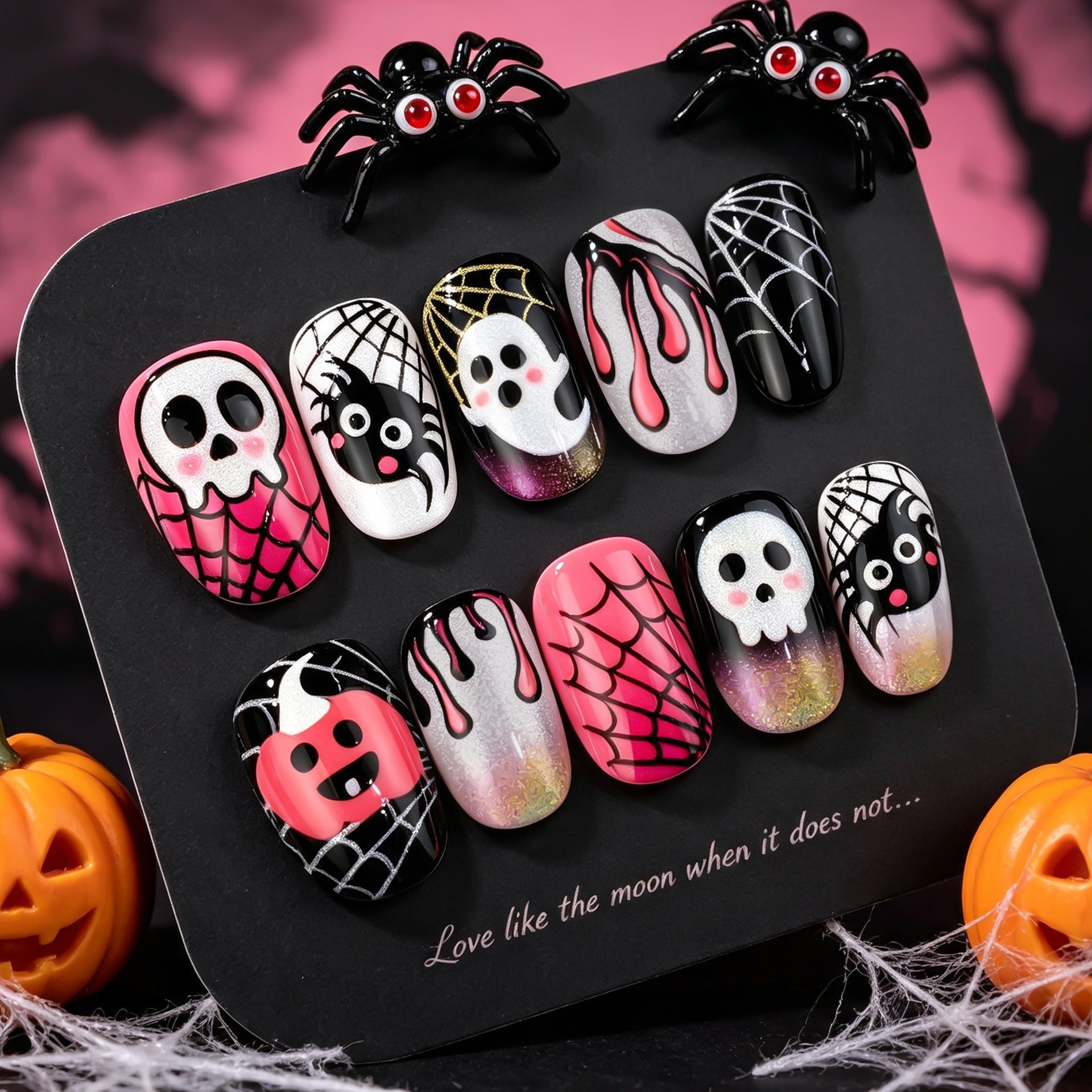 No.AW187 Halloween Pumpkin Fingernails Patch 24pcs/Set