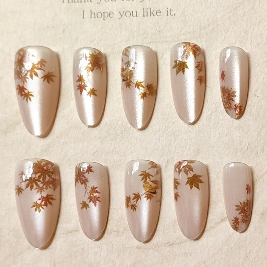 No.F830 Maple Leaves Fingernails Patch 24pcs/Set