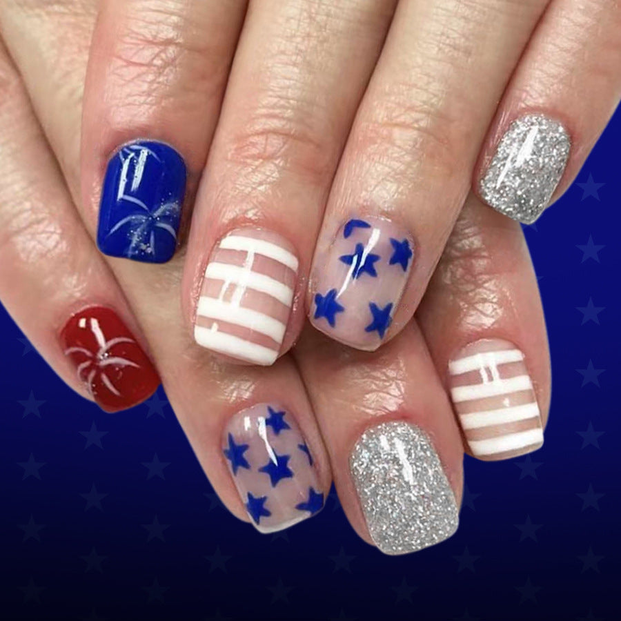 No.JNU5 Striped Glitter Fingernails Patch 24pcs/Set