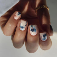 No.F564 Blue Flower Fingernails Patch 24pcs/Set