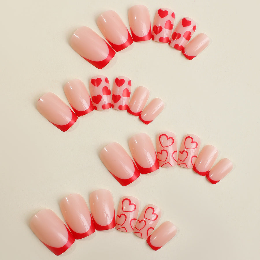 No.VN18 Red Love Fingernails Patch 24pcs/Set