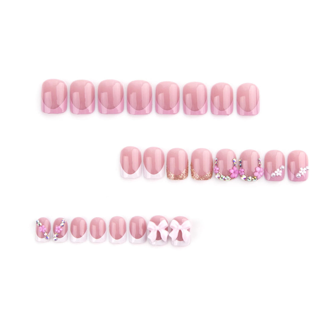 No.F502 Pink Flowers Fingernails Patch 24pcs/Set