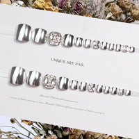 No.148 Silver Shiny Diamond Stickers Toenails 24pcs/Set