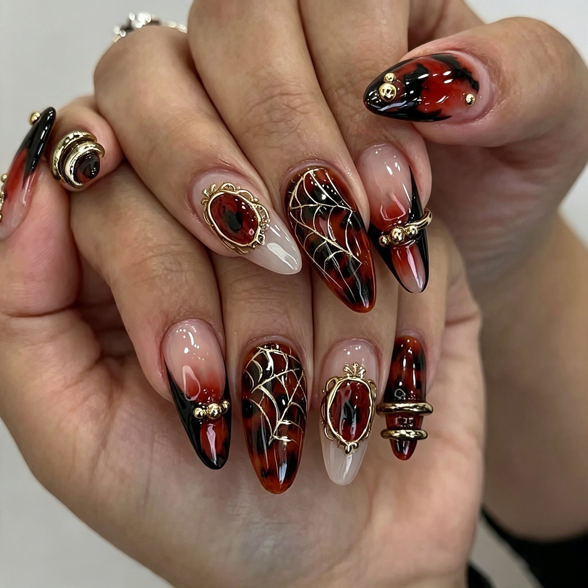 No.AW194 Halloween Leopard Spider Fingernails Patch 24pcs/Set