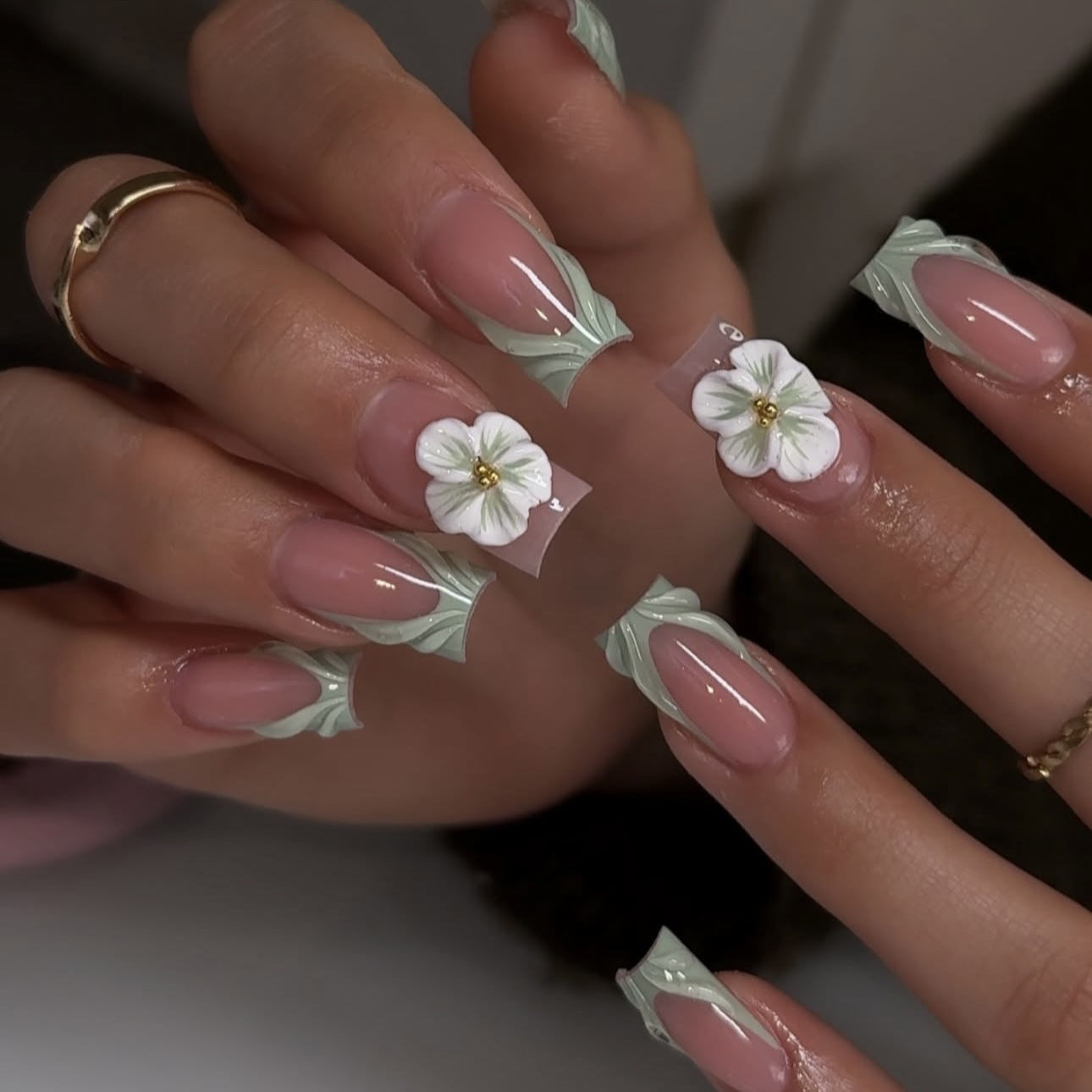 No.F496 Flower Fingernails Patch 24pcs/Set