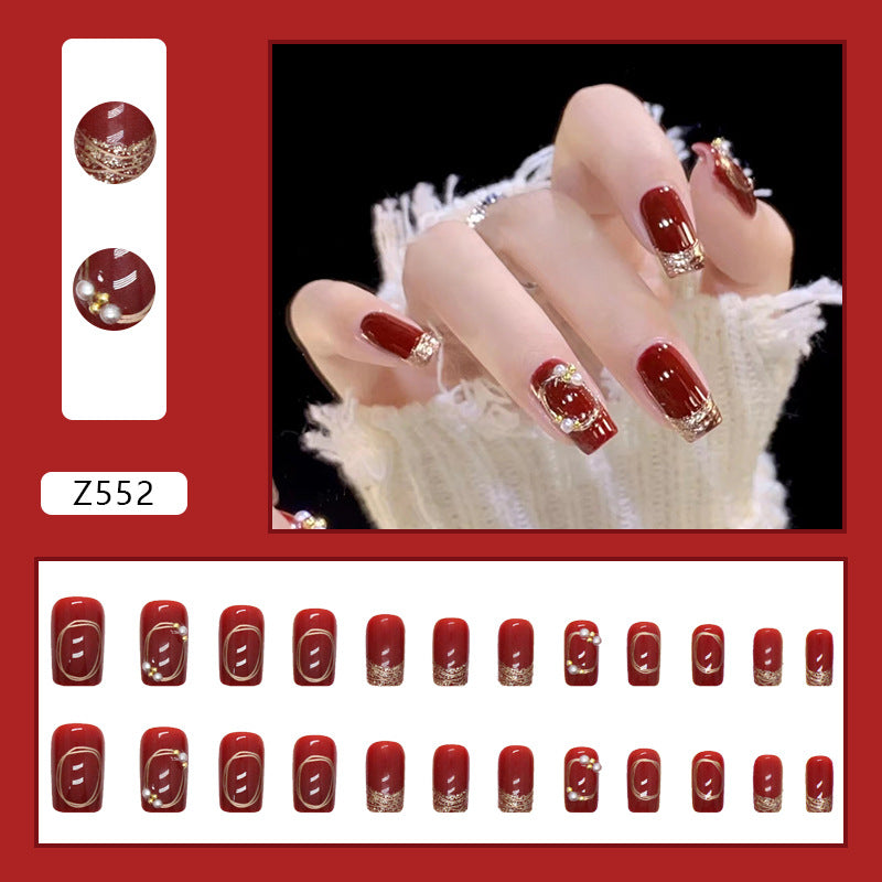 No.F117 Wine Red Fingernails Patch 24pcs/Set