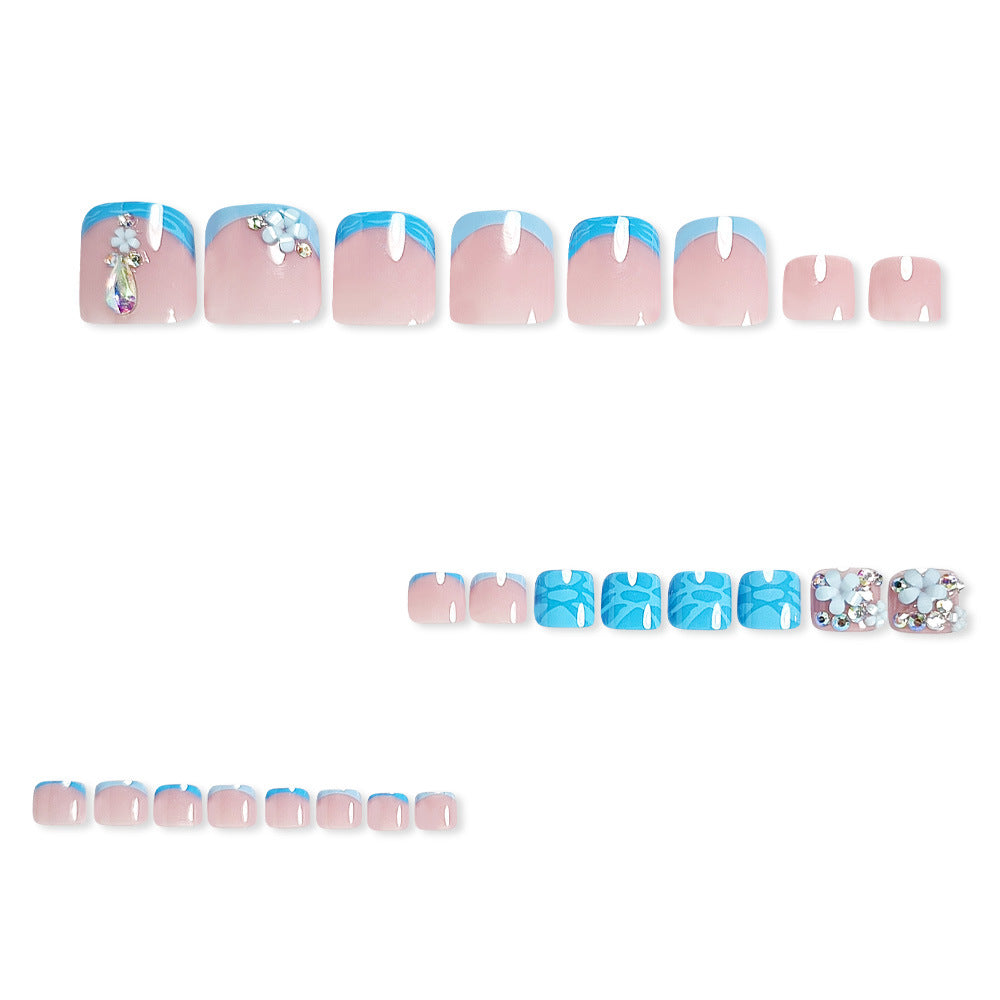 No.738 Blue Flower Toenails Patch 24pcs/Set