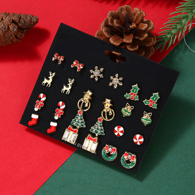 No.JR13 12 pairs/set Christmas Earrings Set