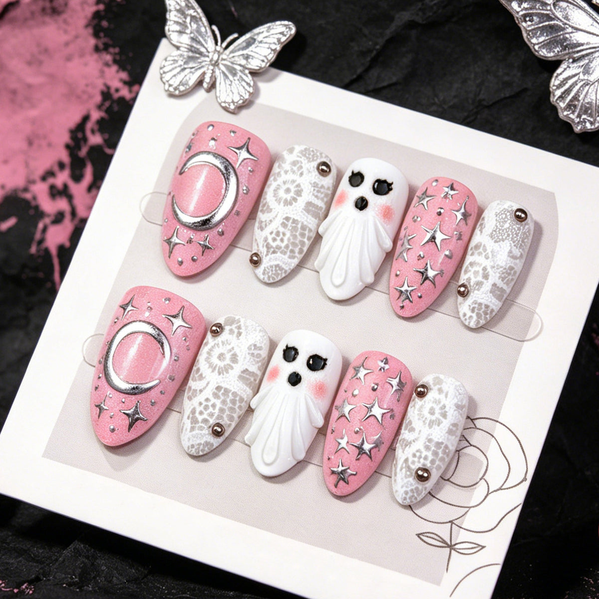 No.AW189 Halloween Ghost Fingernails Patch 24pcs/Set