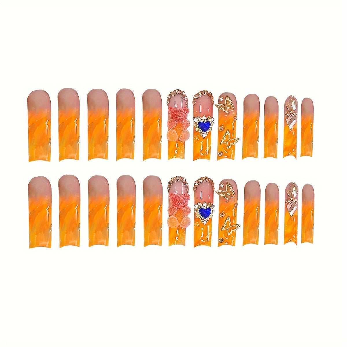 No.PSN156 Orange Bow Hand & Toe Pair Set-48pcs