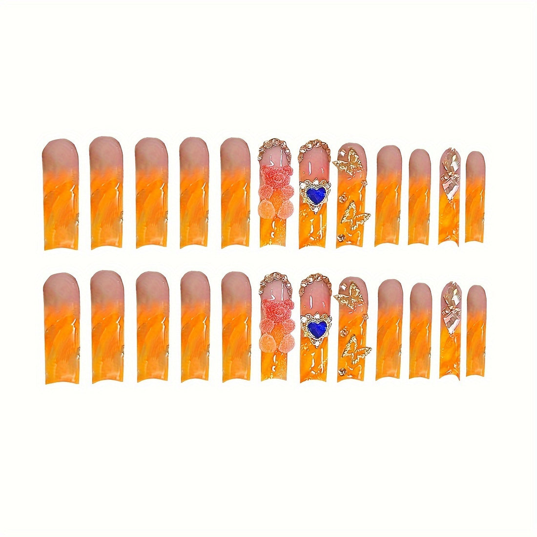 No.PSN156 Orange Bow Hand & Toe Pair Set-48pcs