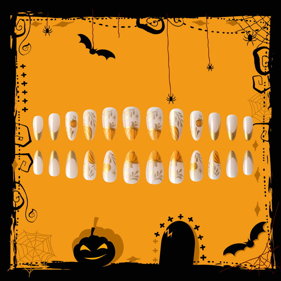 No.AW149 Halloween Pumpkin Fingernails Patch 24pcs/Set