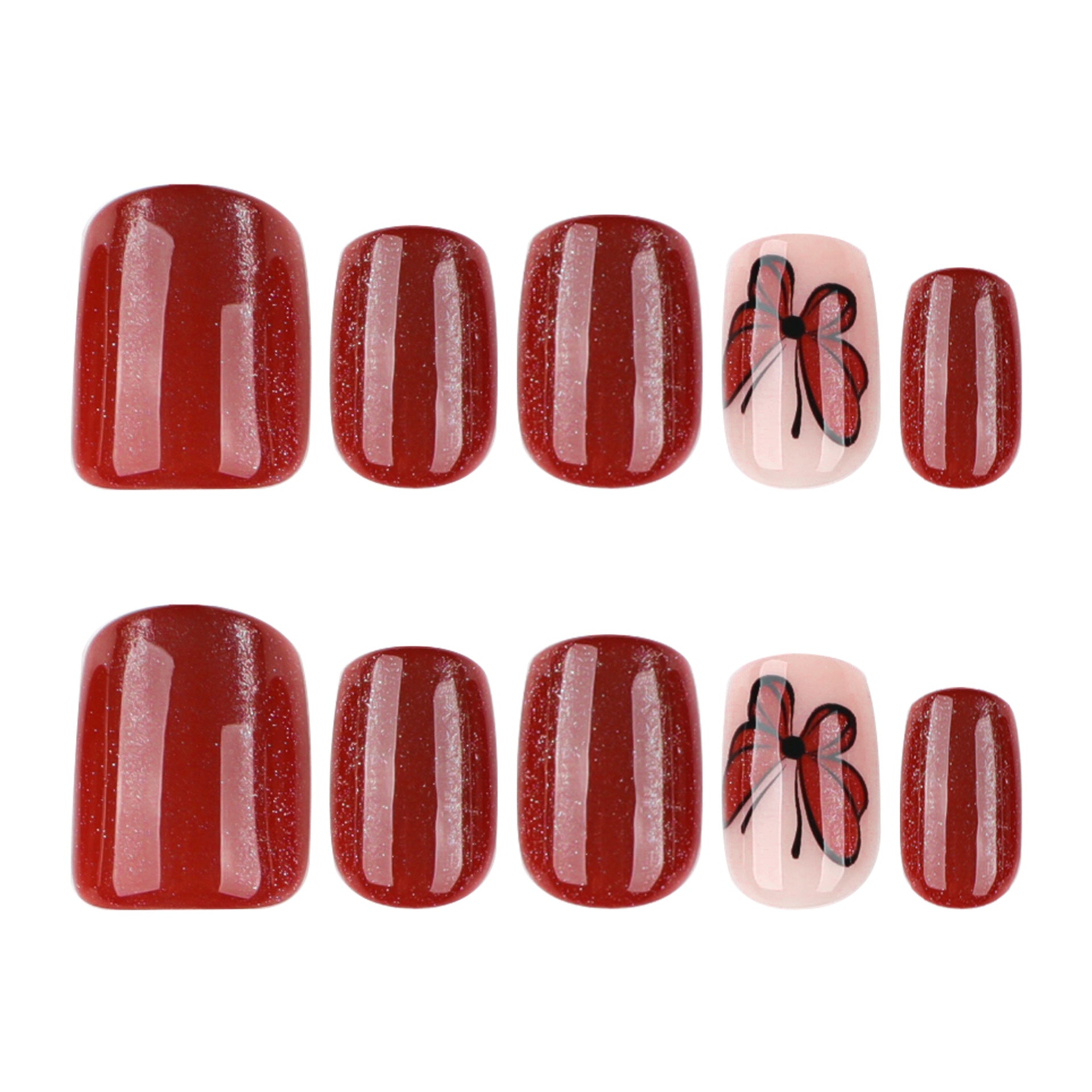 No.F513 Red Cat's Eye Fingernails Patch 24pcs/Set