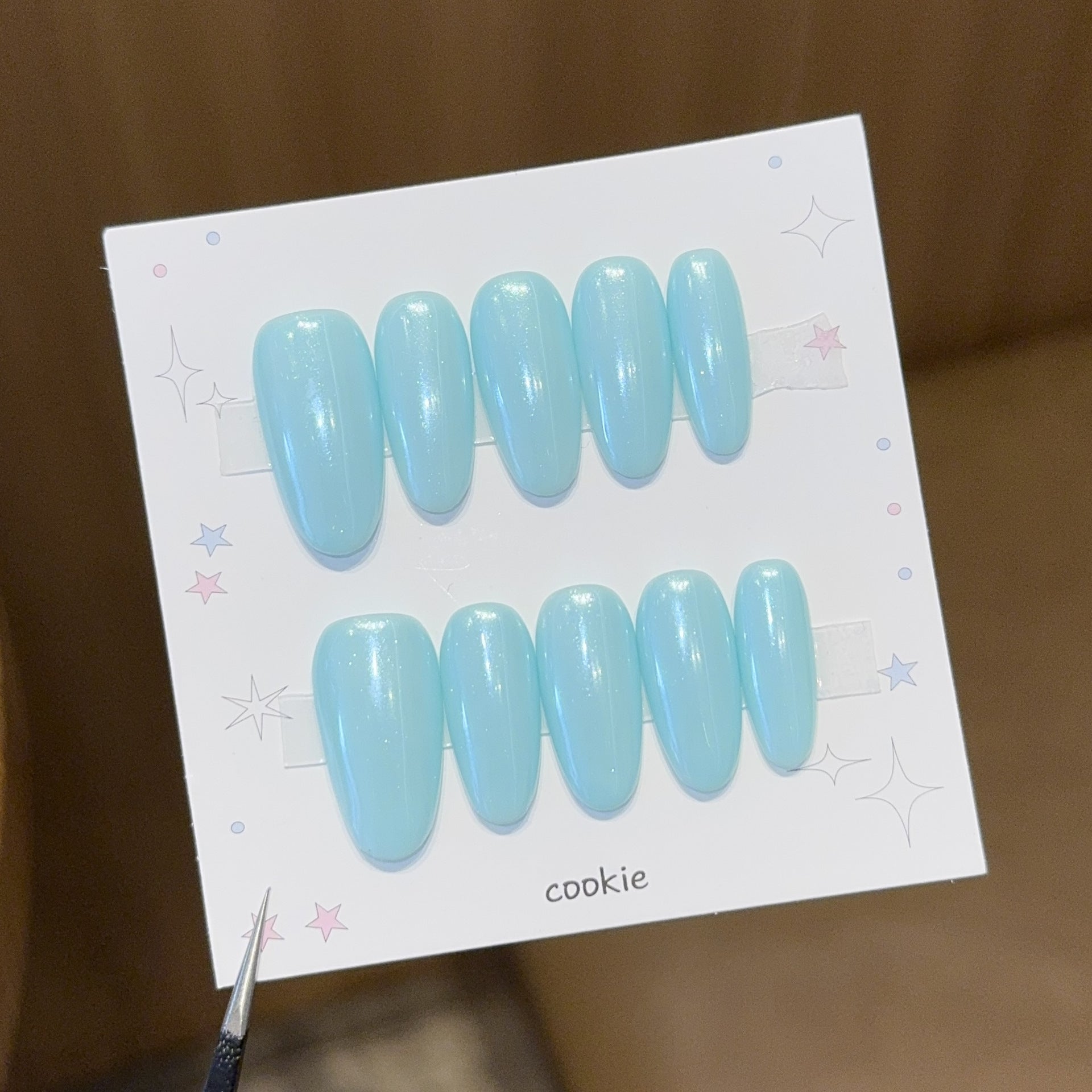No.FP50 Tiffany Blue Hand Made Fingernails 10pcs