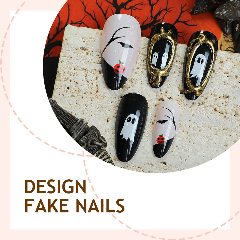 No.AW144 Halloween Ghost Bat Fingernails Patch 24pcs/Set