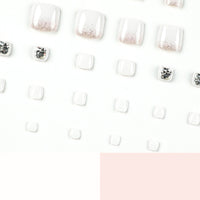 White Wearable Glitter Patch Toenail 24pcs/Set