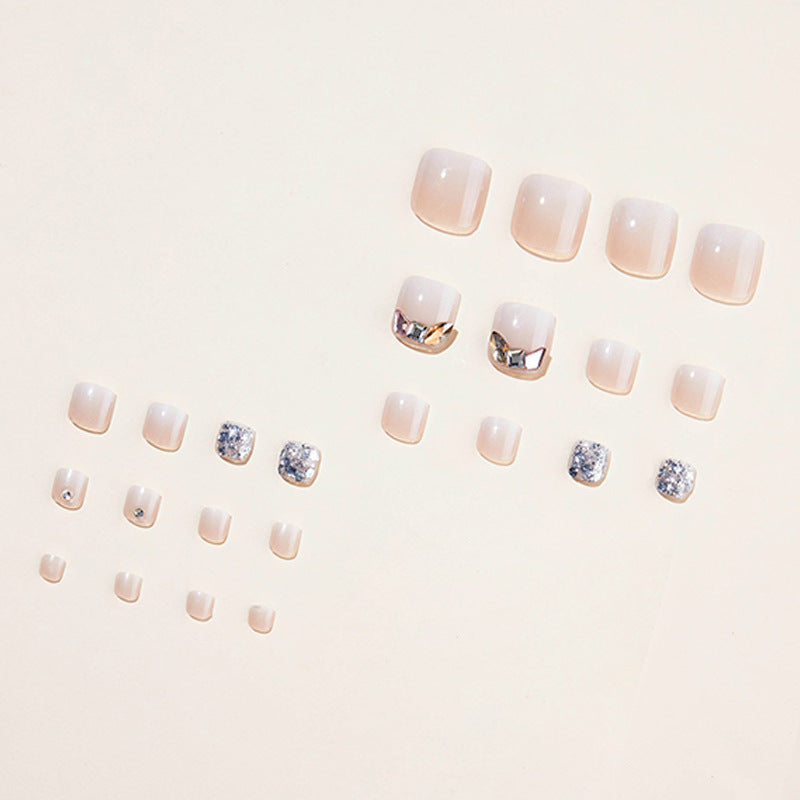 No.123 Gradient Milky White Toenails 24pcs/Set