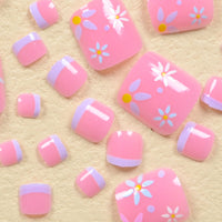 No.307 Pink Flower Toenail Patch 24pcs/Set