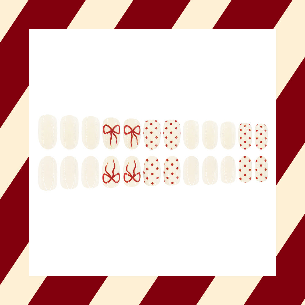No.F766 Red Bow Fingernails Patch 24pcs/Set