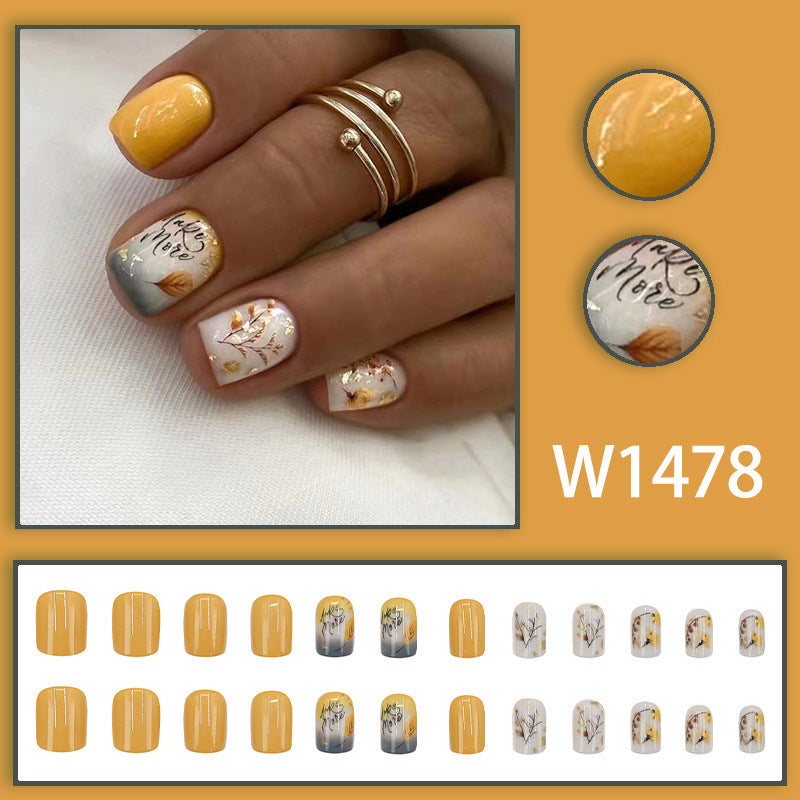 No.F78 Leaves Retro Fingernails Patch 24pcs/Set