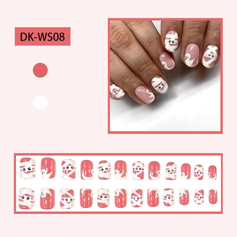 No.CM30 Christmas Pink Cartoon Fingernails Patch 24pcs/Set