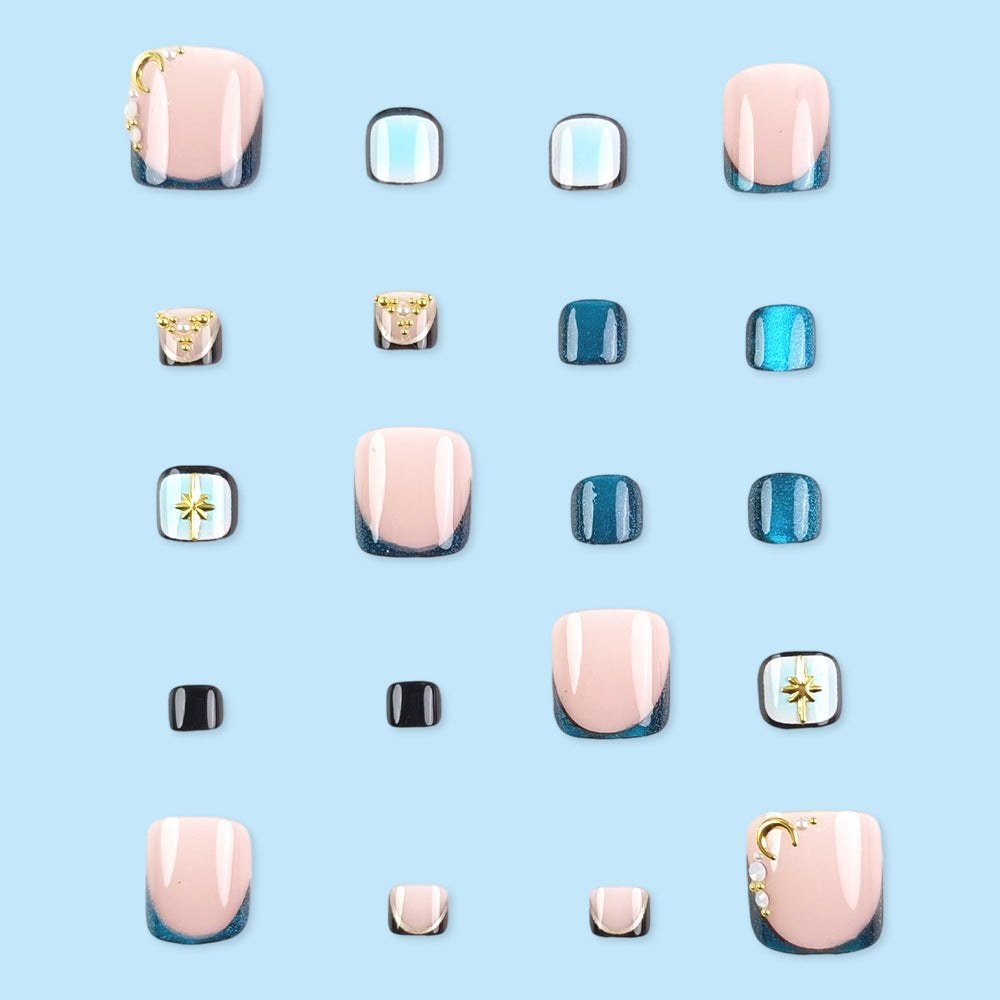 No.749 Ice Blue Cat's Eye Toenails Patch 24pcs/Set