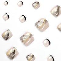 No.229 Black Edge Gold Line Toenails Patch 24pcs/Set