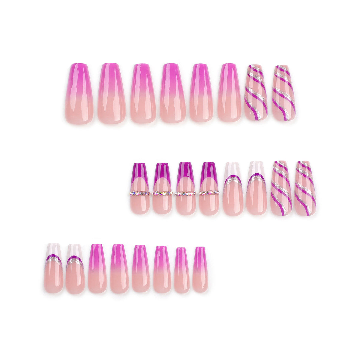 No.F335 Purple Flash Fingernails Patch 24pcs/Set