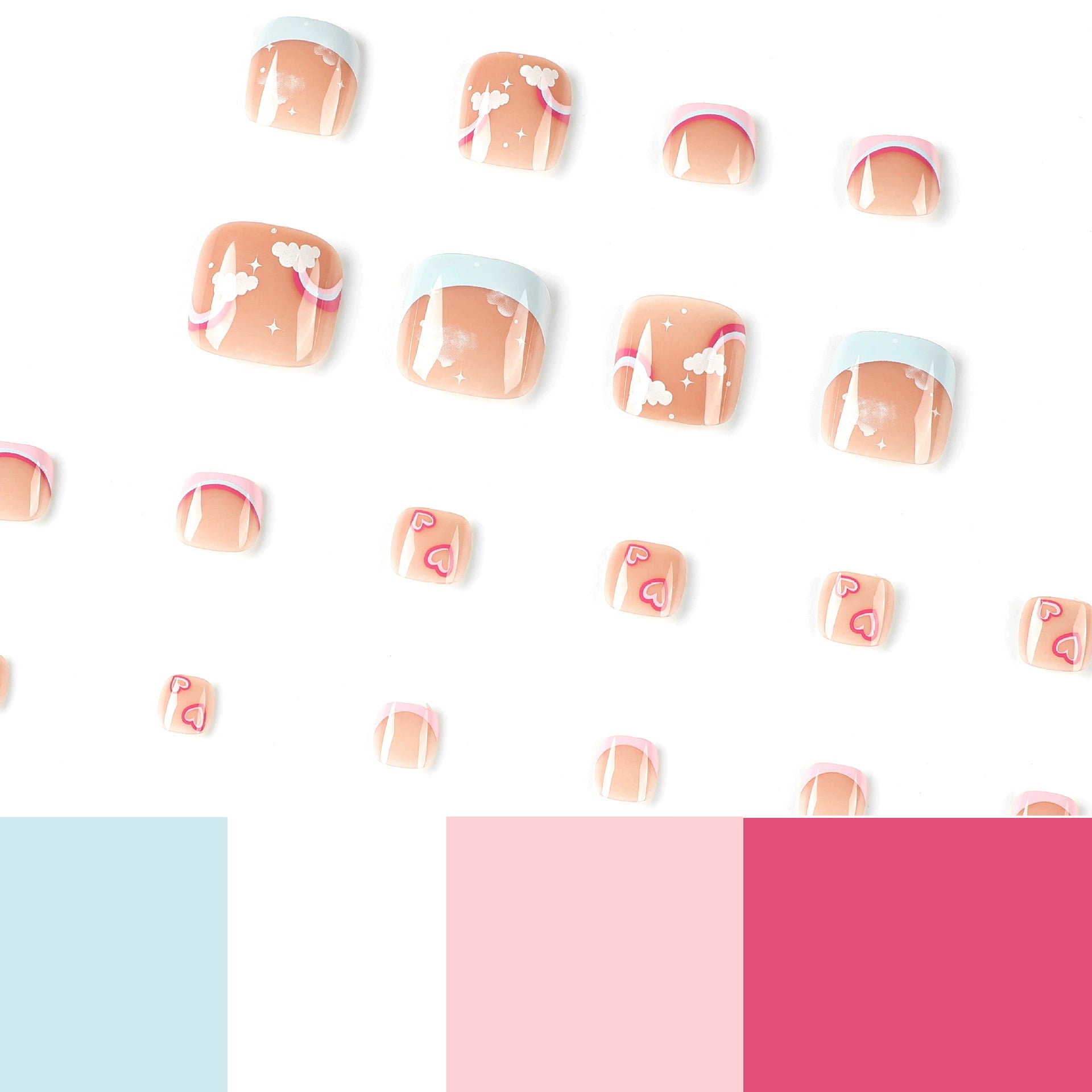 No.408 Rainbow Clouds Toenails Patch 24pcs/Set