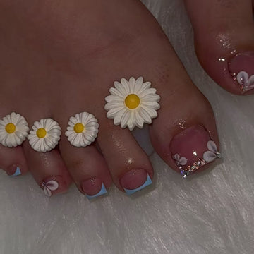 No.582 White Flower Toenails Patch 24pcs/Set