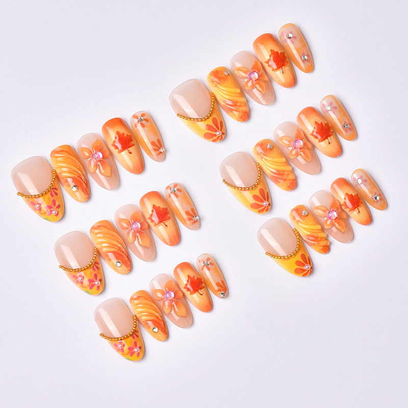 No.F829 Maple Leaves Fingernails Patch 24pcs/Set
