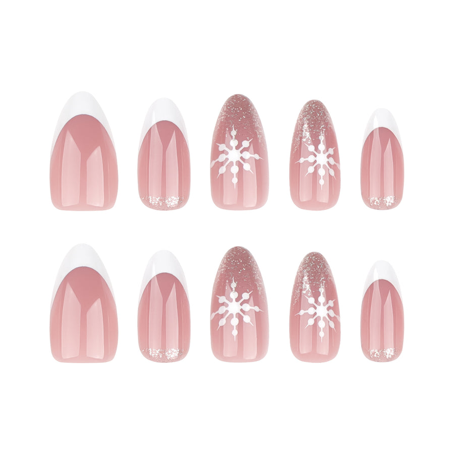 No.CM49 Christmas White Snowflake Fingernails Patch 24pcs/Set