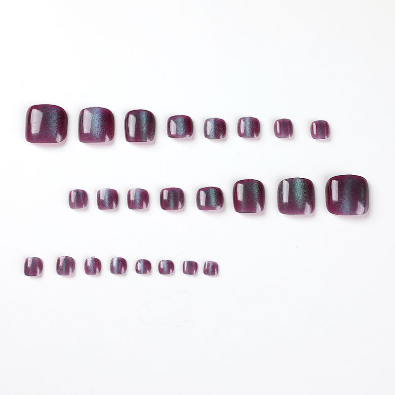 Cat Eye Claret Toe Nail Patch 24pcs/Set