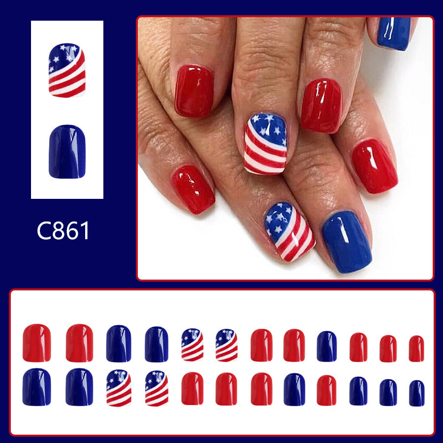 No.JNU34 Blue Stripe Fingernails Patch 24pcs/Set