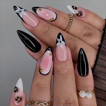 No.F489 French Flowers Fingernails Patch 24pcs/Set