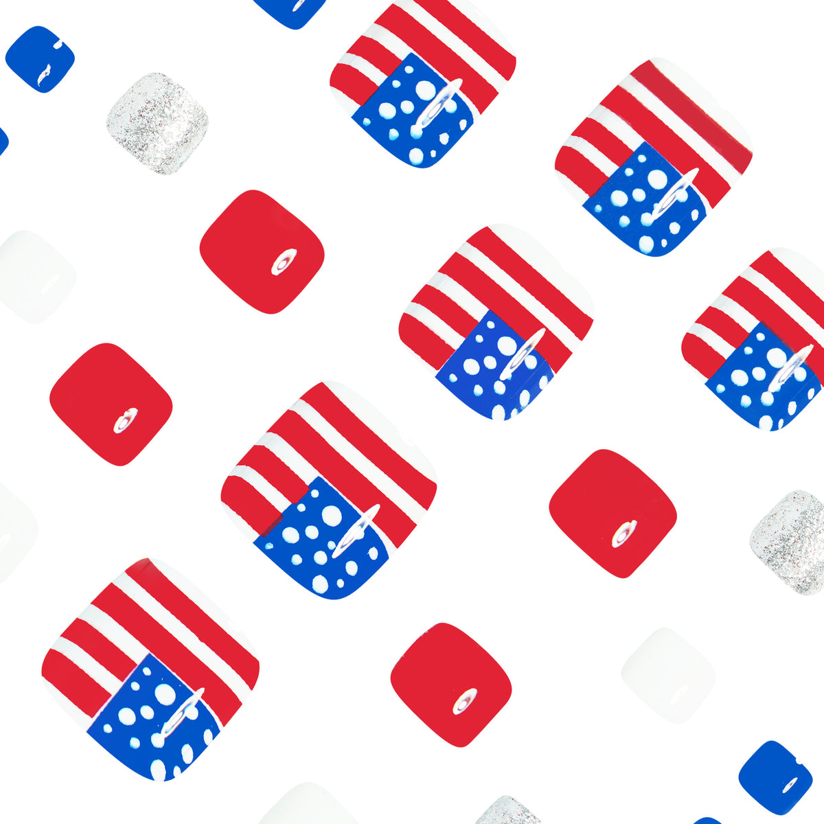 No.746 Blue&Red Toenails Patch 24pcs/Set