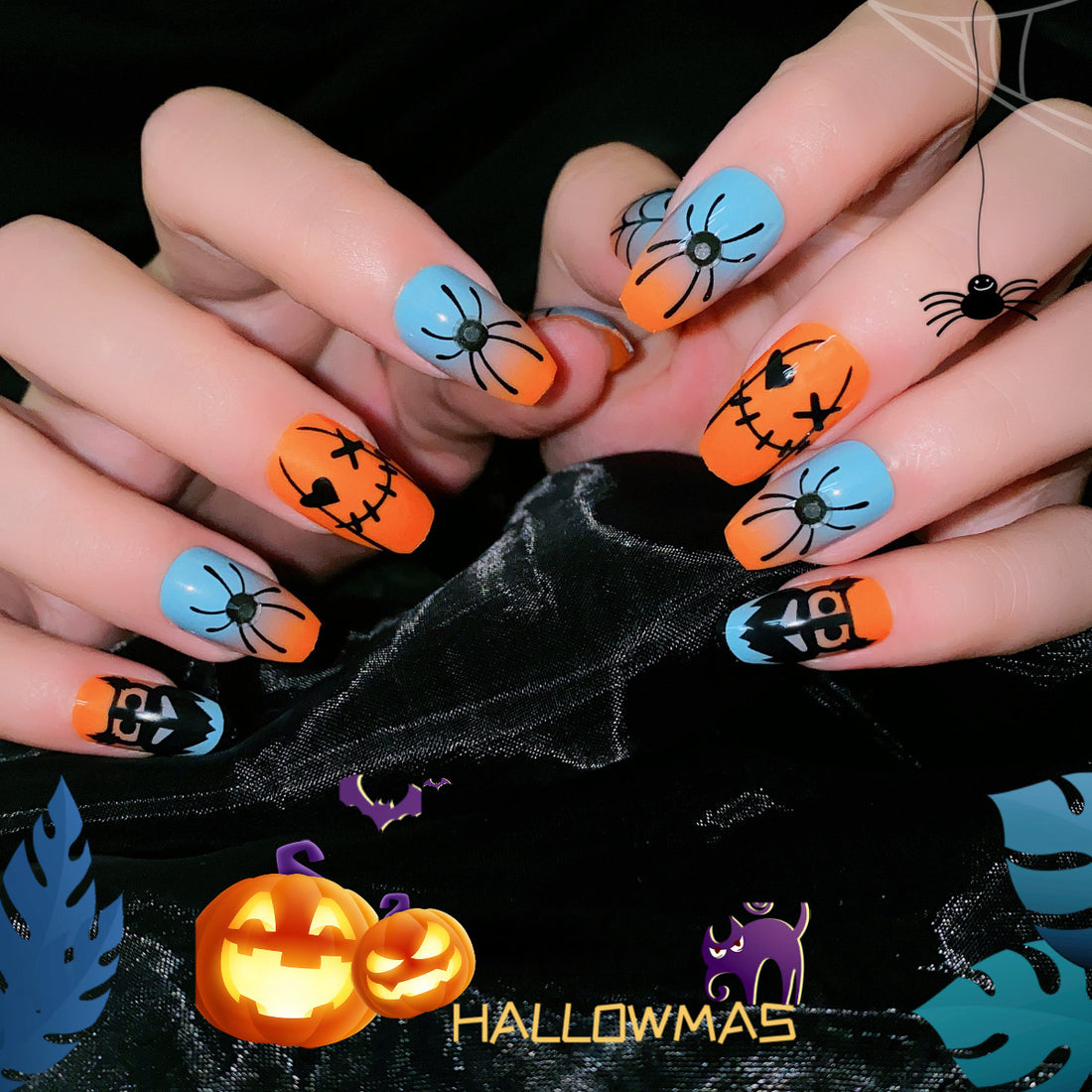 No.AW54 Halloween Spider Fingernails Patch 24pcs/Set