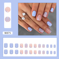 No.F35 Fresh Rlue Ripples Fingernails Patch 24pcs/Set