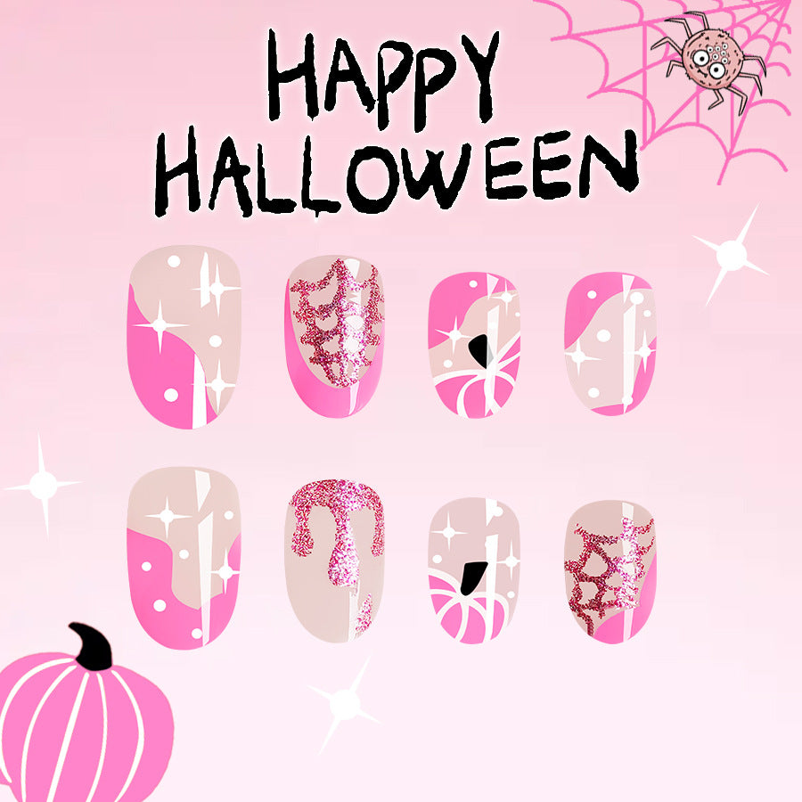 No.AW65 Halloween Pumpkin Star Fingernails Patch 24pcs/Set