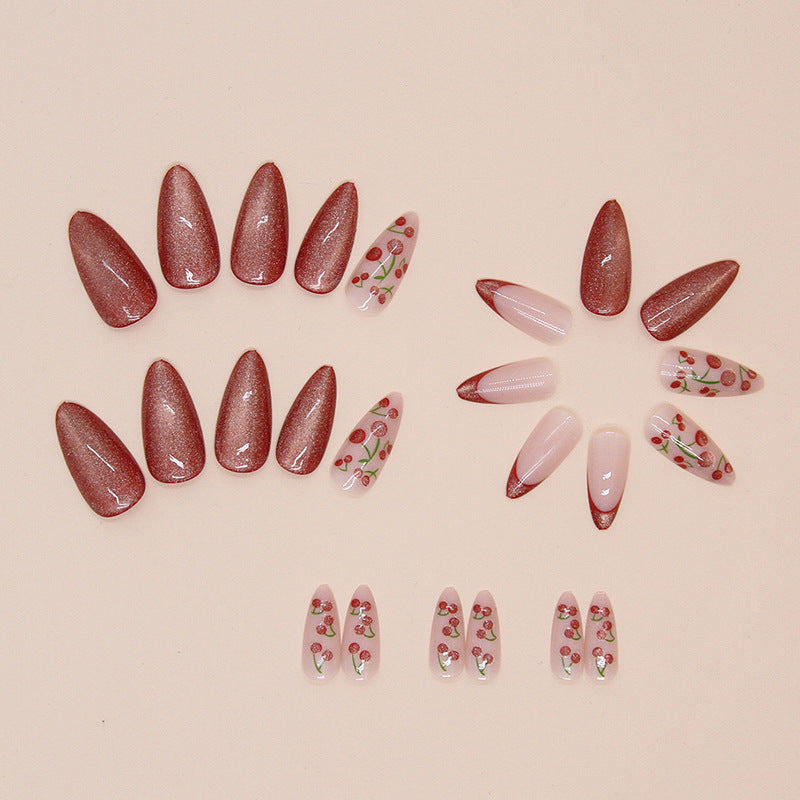 No.F566 Red Cat's Eye Fingernails Patch 24pcs/Set
